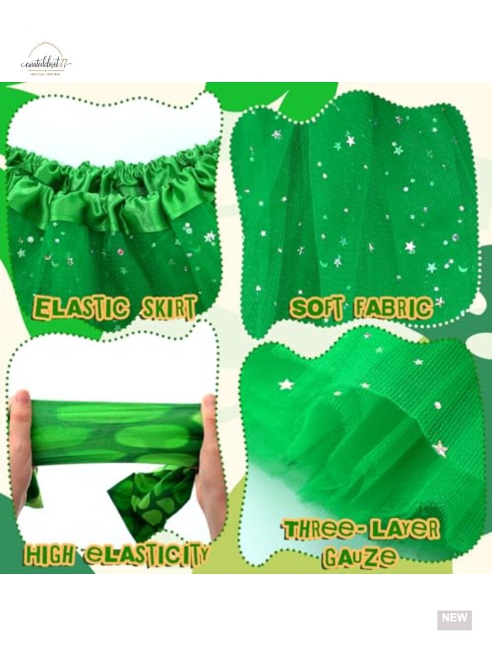 Girls Snake Halloween Costume Set Headband Tail Tutu 5pc - Picture 5 of 6